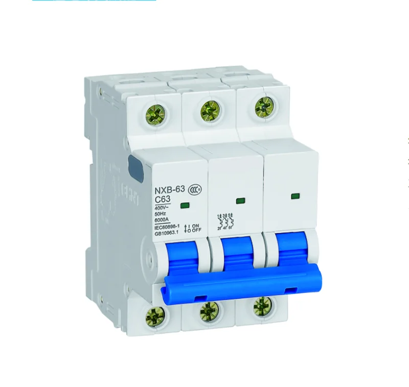 nxb 63 mcb 1p din rail circuit breaker 6ka c63 230/400v